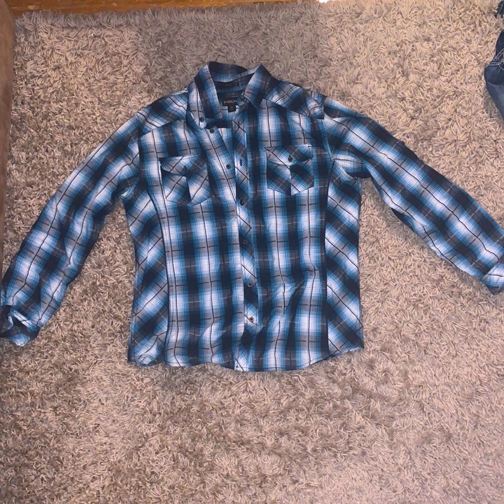 Blue and white flannel